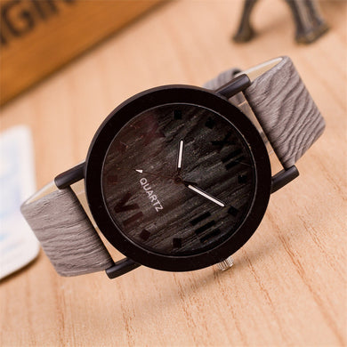 Fashion Roman Numerals Wood Leather Analog Wrist Watches