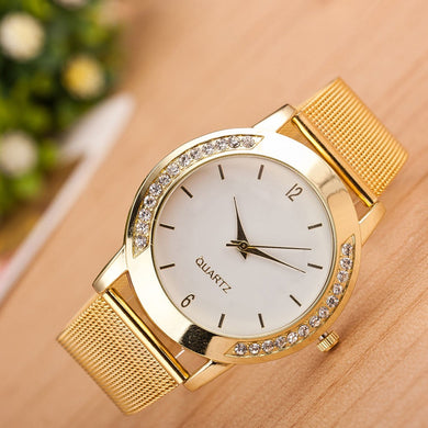 Luxury Women's Crystal Full Steel Gold Watch