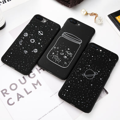 MR.YI Fashion Space Phone Case For iPhone 6 6S 7 8 Plus 5 5S SE X Cute Case Planet Moon Star Back Cover Hard PC For iPhone 7 8 6