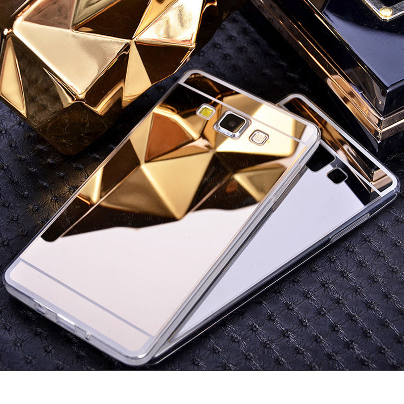 Mirror Soft TPU Mirror Back Cover Phone Case For Samsung Galaxy Grand Prime Note 3 4 5 A500 A700 A800 S4 S5 S3 S6 Edge Luxury