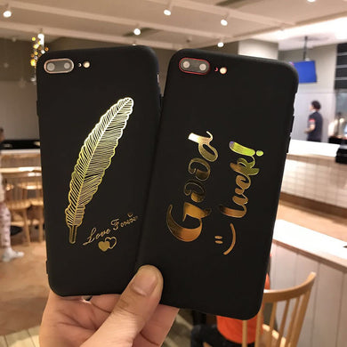 Phone Cases  TPU  Fashion feathers Black Frosted Silicon Phone soft Cover case Capa  for IPhone 6 6s 7 8 Plus X 10 7plus 8plus