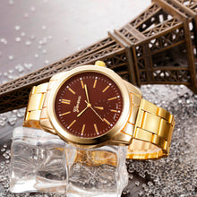 Fashion Man Women Gold Watch Crystal Stainless Steel Analog