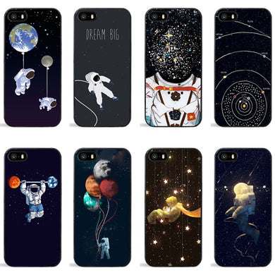 Starry space universe  Relief phone Cases For iphone X 8 8Plus 7 7Plus  6 6SPlus 5S SE Case Black plastic hard shell Case  back