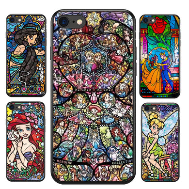 seracase  Cute Cartoon Case For iphone 5 5S SE 6 6S 7Plus 8 8Plus Transparent PC Ariel Little Mermaid Watercolor Case