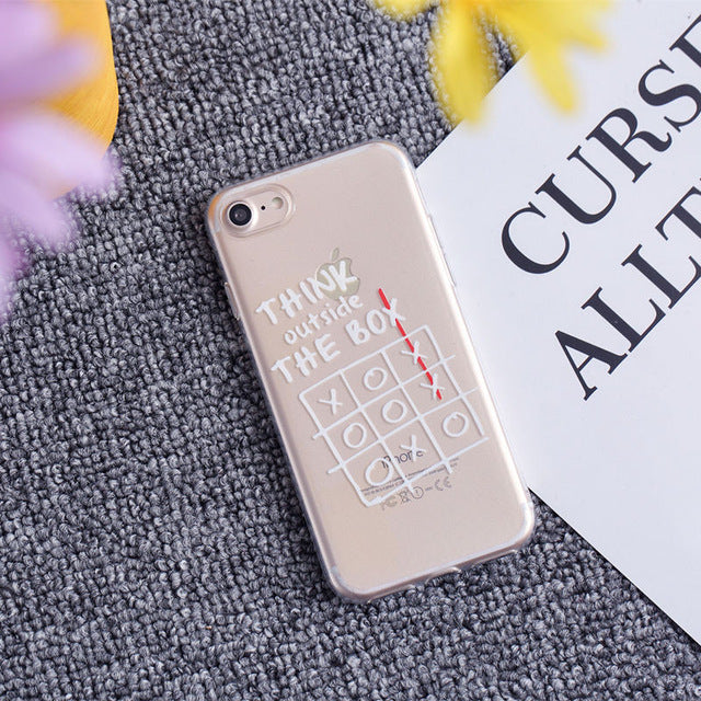 THREE-DIAO Fashion Letter Phone Case For iPhone X 5 5S SE 7 8 6 6s Plus 4 4S Cute Funny Black White Letter soft TPU Cases