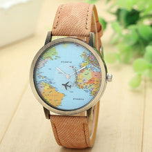 Unisex World Map Analog Wristwatch