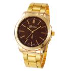 Fashion Man Women Gold Watch Crystal Stainless Steel Analog
