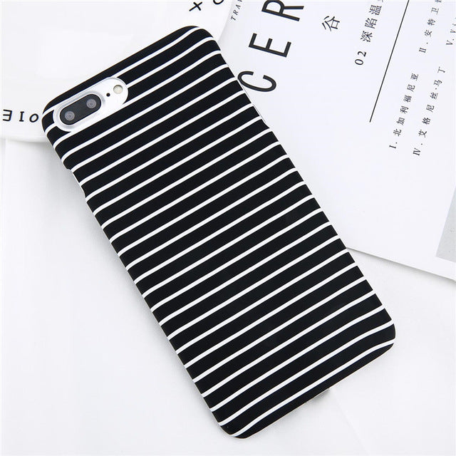 Lovebay Phone Case For iPhone 8 7 6 6s Plus 5 5s Fashion Black and White Stripes Hard Plastic Protect Cover Cases For iPhone 8