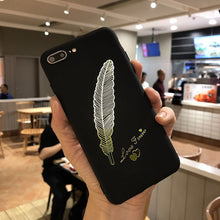 Phone Cases  TPU  Fashion feathers Black Frosted Silicon Phone soft Cover case Capa  for IPhone 6 6s 7 8 Plus X 10 7plus 8plus
