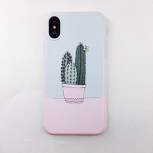 YiKELO Candy Color Art Leaf Print Phone Case for iPhone X 6 6s 7 8 Plus Cactus Plants Fashion Soft TPU Rubber Silicon Cover Capa